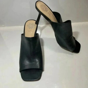 Vince Camuto Arlinala women’s square toad slip on heel genuine, leather black si